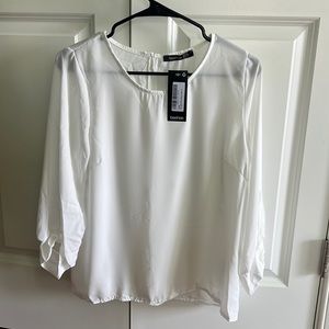 Women’s Boohoo Ivory Bow Sleeve Woven Blouse Size US 6